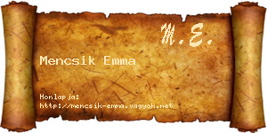Mencsik Emma névjegykártya